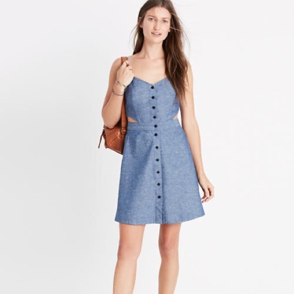 Madewell Chambray Cutout Cami Mini Dress